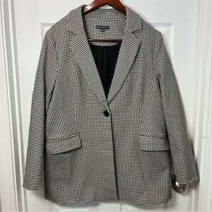 Adrianna Papell Women Houndstooth  Blazer Single Breasted one button pockets XL